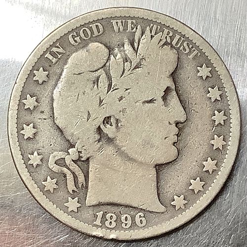 1896-O Silver Barber Half Dollar Tough Key Date Full Rims Choice Original VG