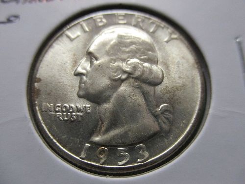 1953-D  MS62 Washington Quarter.  Item: 25 W53D-18.
