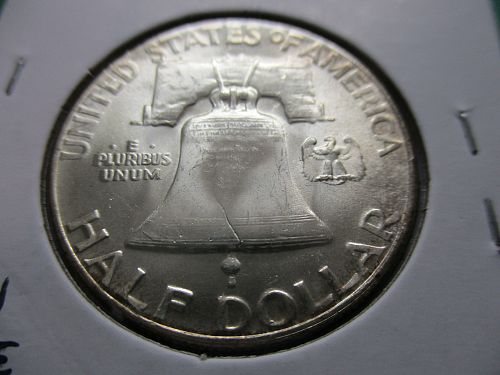 1955  AU58 Franklin Half Dollar.  Item: 50 F55-21.