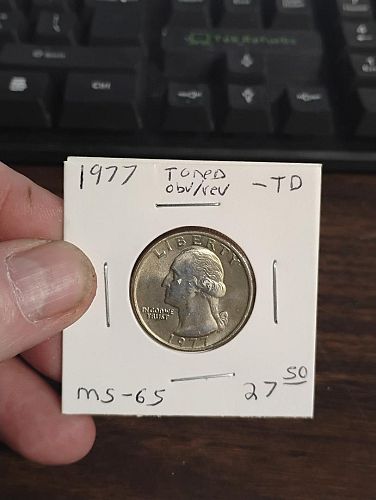 1977 WASHINGTON QUARTER MS-65 TONING ON OBVERSE & REVERSE