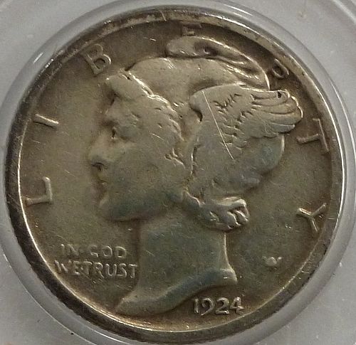 1924-D EXTRA FINE Mercury Dime   ( 1453)