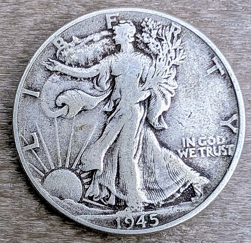 Three 1945 Walking Liberty Half Dollars P, D, S