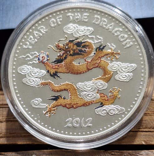 2012 Laos 1000 Kip colorize Proof "Year of the Dragon"