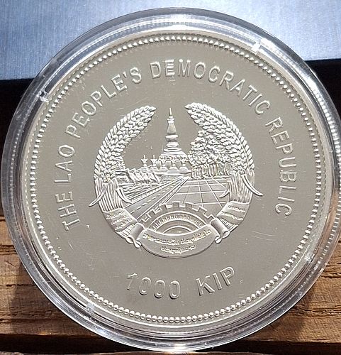 2012 Laos 1000 Kip colorize Proof "Year of the Dragon"