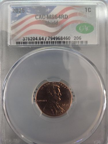2025 P+D Lincoln Shield Cent CAC MS-64 RD 2 Coin Set-LAST YEAR OF ISSUE! P+D