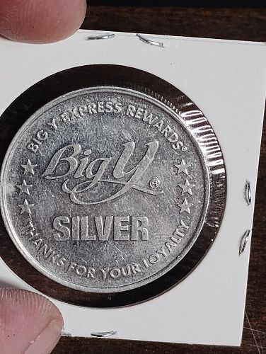 BIG-Y SUPERMARKET STORE PREMIUM "SILVER" COIN (NOT MADE OF SILVER, IT IS ALUMINUM
