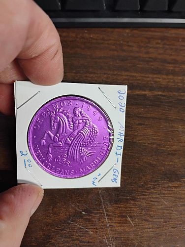 2020 MARDI-GRAS PURPLE MEDDALION, ALUMINUM NEW ORLEANS , 1949 OKEANOS HONORS THE GODS