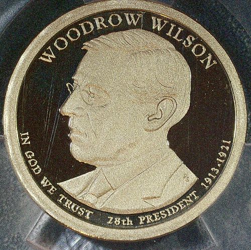 2013 S Presidential Dollars: Woodrow Wilson Proof 70 First Strike