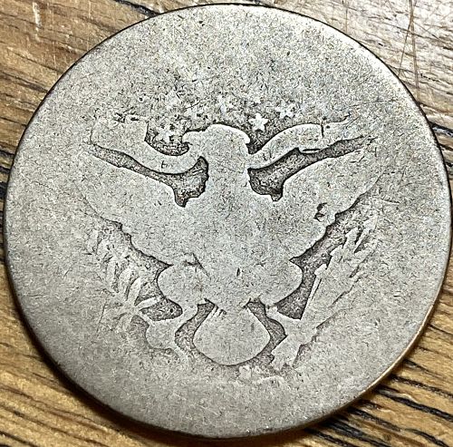 1903S barber quarter dollar in POOR condition good silver hole filler