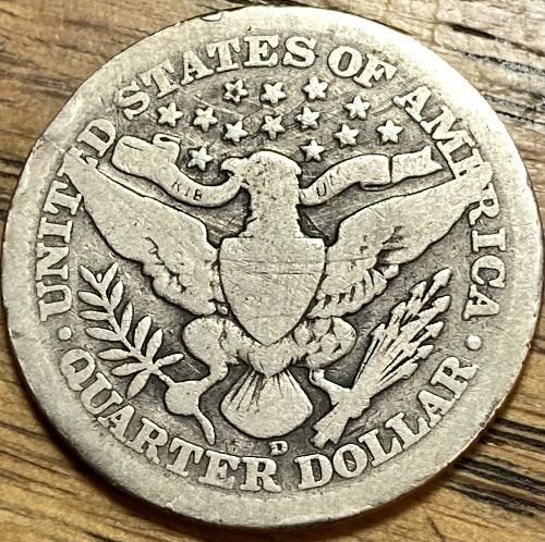 1913D barber quarter dollar in GOOD condition