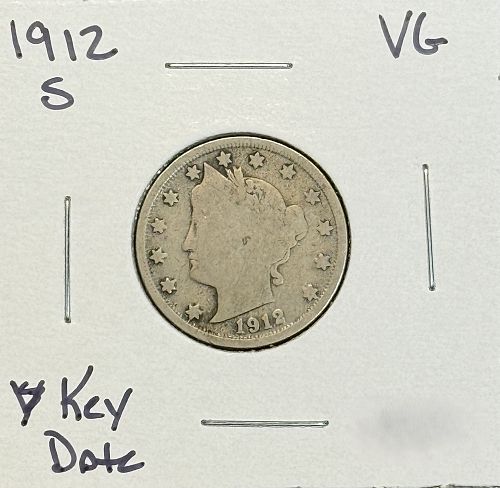1912-S Liberty "V" Nickel. VG  (11486)