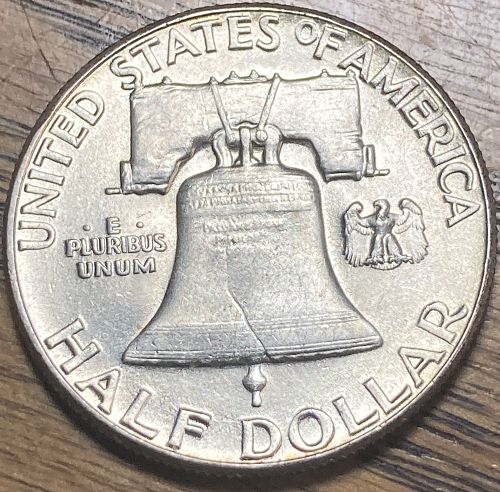 1955 Franklin half in ALMOST UNCIRCULATED+ condition second lowest mintage