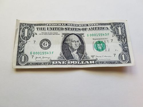 2017A $1 Federal Reserve Note One Dollar Fancy Serial Number Low Full House G00015543