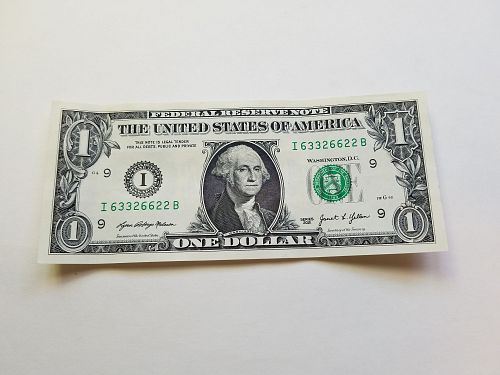 2021 $1 Federal Reserve Note One Dollar Fancy Serial Number Trinary Triple I63326622B