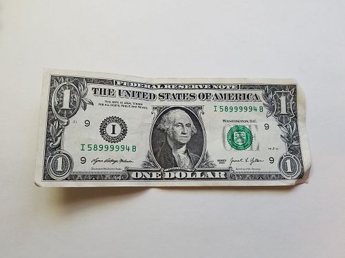 2021 $1 Federal Reserve Note One Dollar Fancy Serial Number 5 of Kind I58999994B