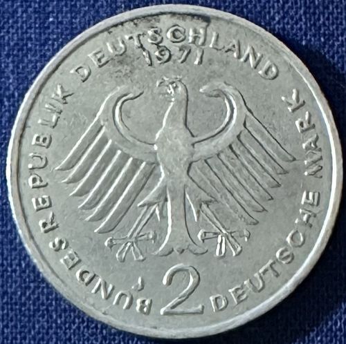 Germany - 1971 J (Hamburg Mint) - 2 Mark [Heuss]