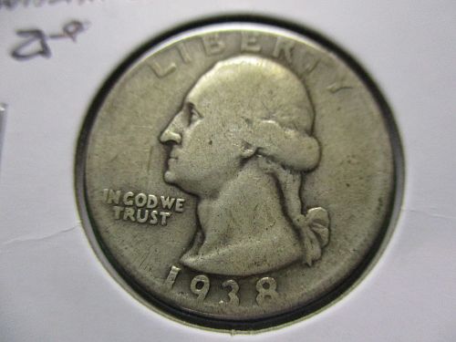1938  Washington Quarter.  Item: 25 W38-17.