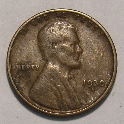 1930 S Lincoln Wheat Cent in circulated condition