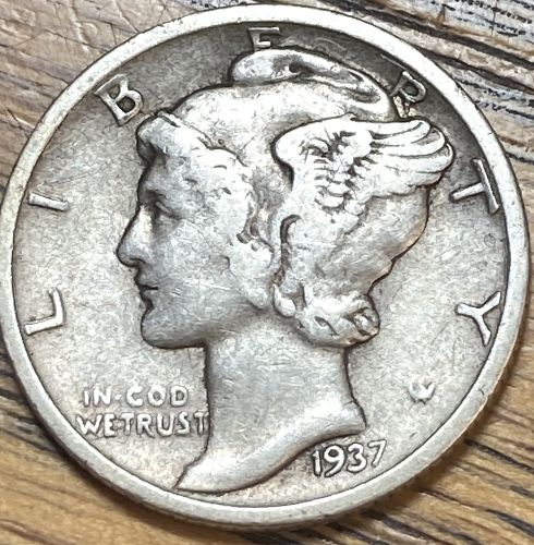 1937S mercury dime in VERY FINE condition