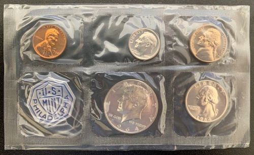 1964 US Mint Philadelphia Proof Set opened