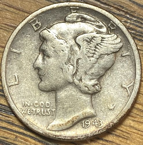1943D mercury dime in VERY FINE condition