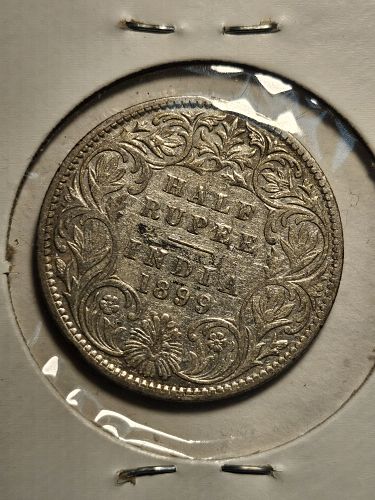 1899 half rupee from India