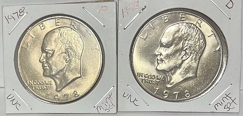 1978 P and D Eisenhower dollars from mint set