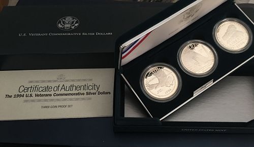 US Veterans Commemorative Silver Dollars (3-Coin Set) Proof Set