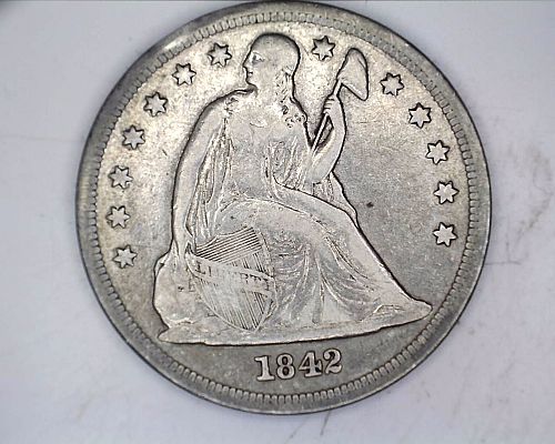 1842 P Seated Liberty Dollar - EF