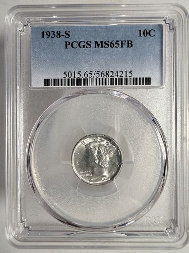 1938-S Mercury Head Dime, MS65FB, PCGS (13076)