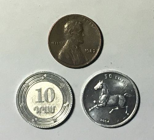 Lot 2 Aluminium Coin Armenia 10 Dram Nagorno-Karabah 50 Luma Horse 2004 combined shipping