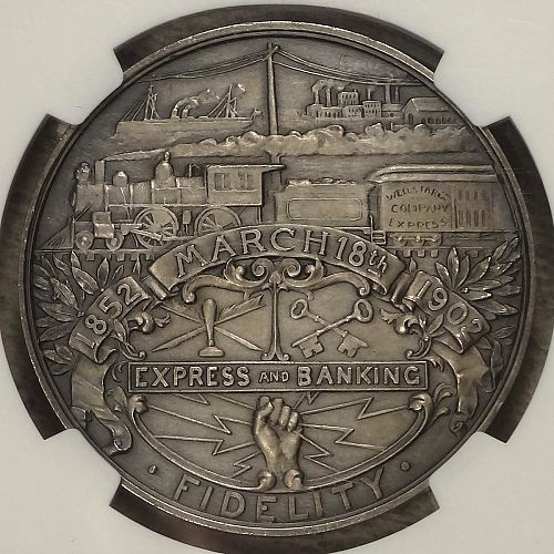 HK-296, 1902 Wells Fargo Semicentennial, NGC MS-64