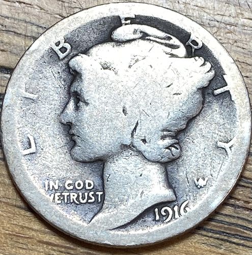 1916 mercury dime in ALMOST GOOD condition