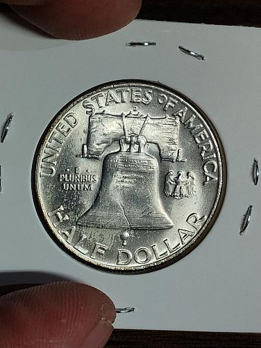 1958-D BENJAMIN FRANKLIN HALF DOLLAR MS-63 , TONED