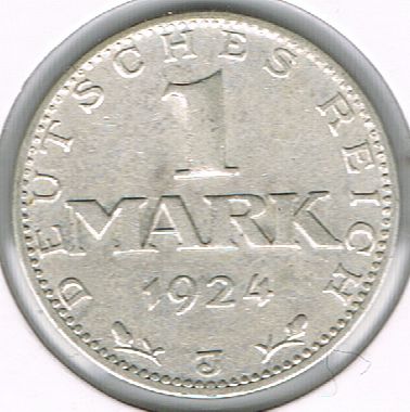 1 Mark, Germany, Weimar Republic, 1924 J