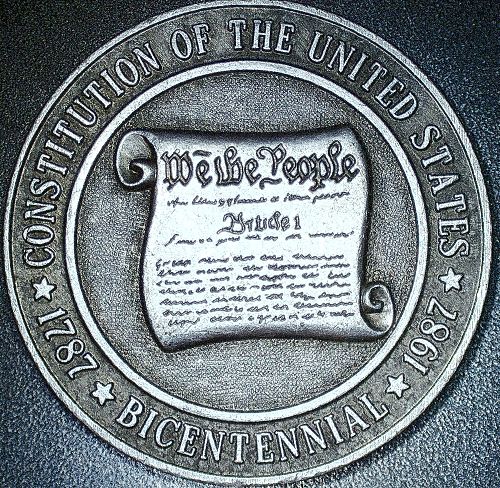 1987 Constitution Of The United State Bicentennial 1787-1987 Medal 38mm