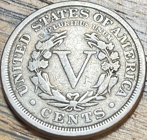 1891 &ldquo;V&rdquo; nickel in FINE condition