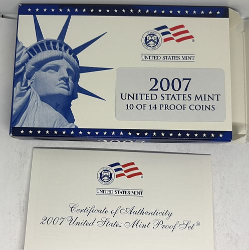 2007-S US Mint Proof Set, 14 Coin Set OGP, COA