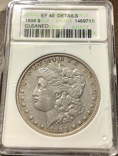 1894 Morgan Silver Dollar ANACS XF Details Cleaned Small White Soapbox KEY DATE