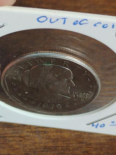 1979-P SUSAN B. ANTHONY DOLLAR, OUT OF COLLAR ERROR AU-58