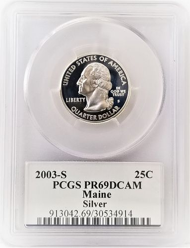 2003-S Maine Statehood Quarter Silver Proof PCGS PR-69DCAM