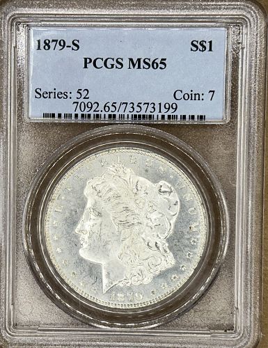 1879-S Morgan Silver Dollar Frosty Ice White Gem - PCGS MS65 Older Blue Holder