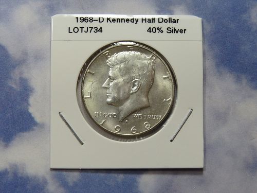 1968-D KENNEDY HALF DOLLAR ~ 40% SILVER ~ COMB SHIP ~ LOT J734