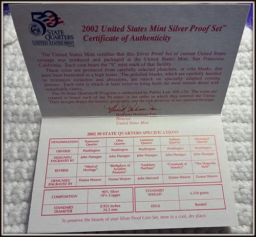2002-S 10 PC United States Silver Proof Set