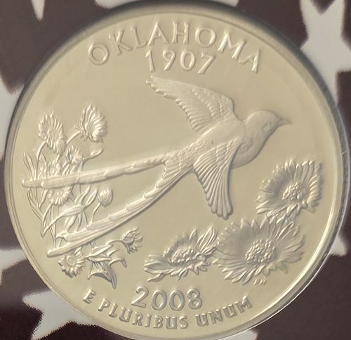 Oklahoma State Washington Quarter 2008-S Silver PF Will Crack From A Proof Set