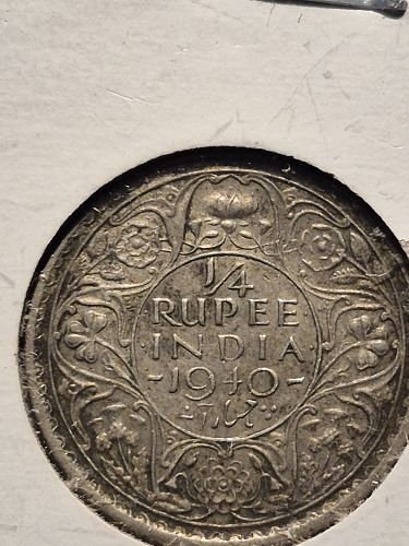 1940 B India 1/4 Rupee coin