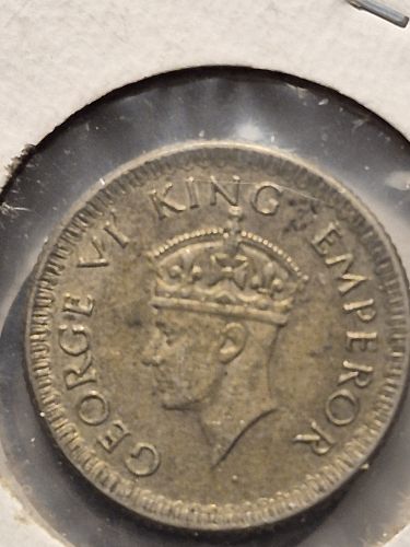 1943 B India 1/4 Rupee coin