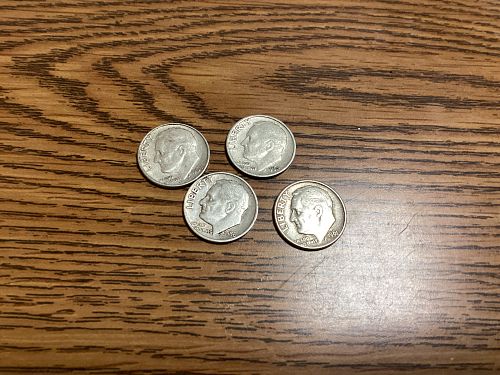 Four 90% Silver Roosevelt Dimes!