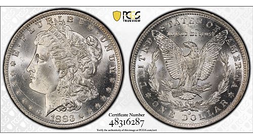 1883-O Morgan Silver Dollar PCGS MS64+ Beautiful Luster Looks Fully Gem !