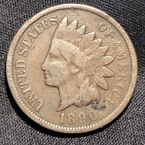 1890-P Indian Head Small Cent Coin - G (Good) condition